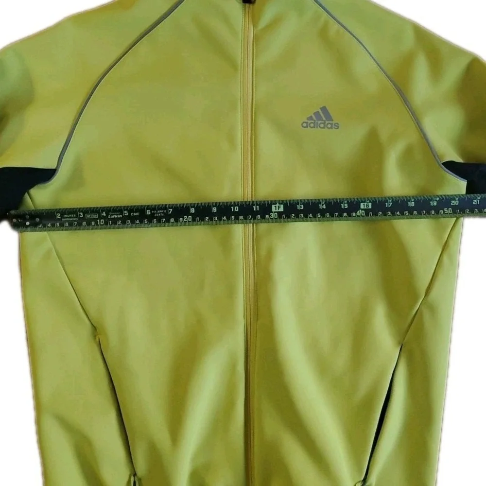 Adidas Mens Size Medium Neon Yellow Long Sleeve‎ Cycling Jersey Jacket Full Zip
